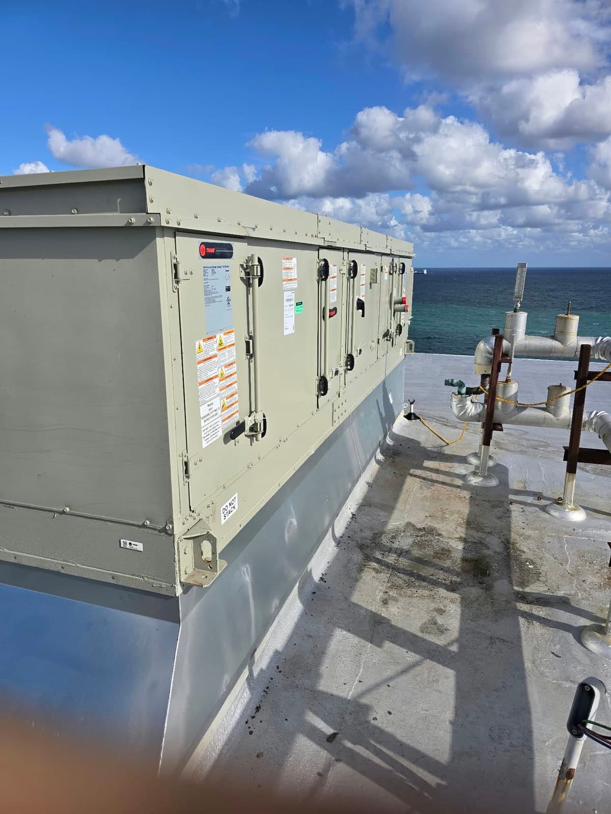 After — new Trane air handler set and level